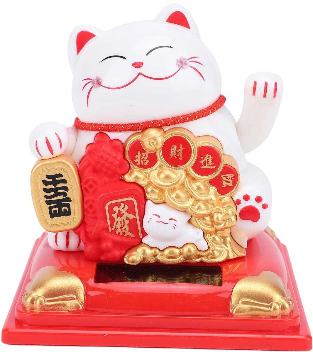Dailygoods - Zwaaiend Lucky Cat Beeldje op Zonne-energie voor Thuis of Kantoor