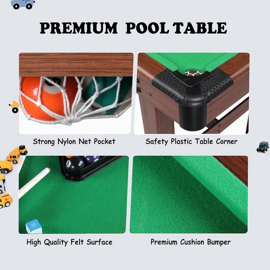 Mini biljarttafel - Tafelspel pool - Spel en plezier - Inclusief accessoires - 122 x 61 cm - Groen — afbeelding 5