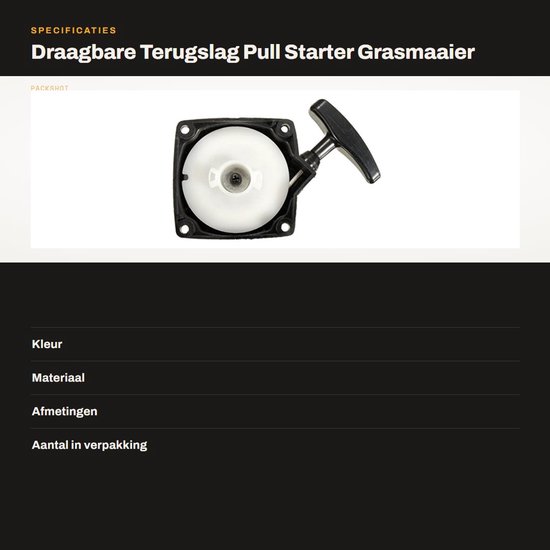 Dailygoods- Pull Starter Universeel - Draagbare Terugslag - Grasmaaiers/Bushcutters - Montage - Afstand Bevestigingsgaten 67mm - Lengte Touw 85cm - Startmechanisme — afbeelding 2
