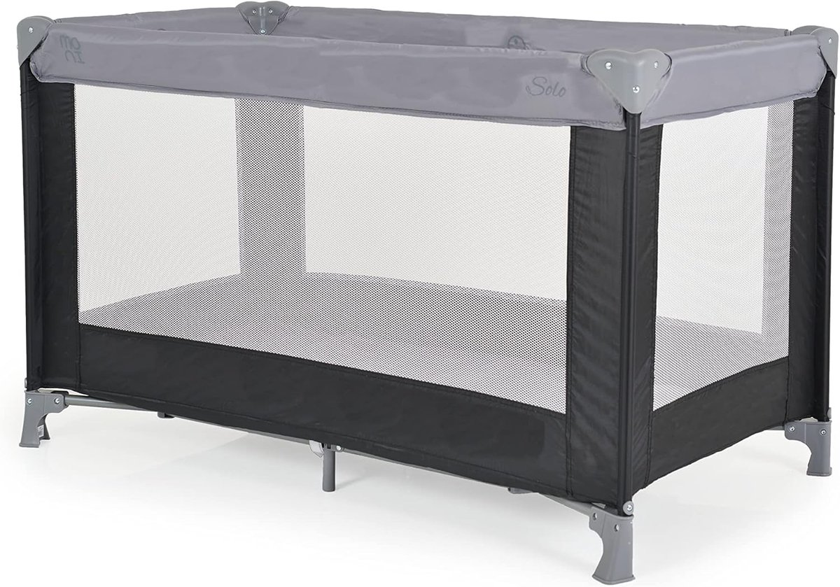 Baby Reisbed - Kinderledikant - Veilig Spelen - Ademend Mesh - 125 cm - Grijs