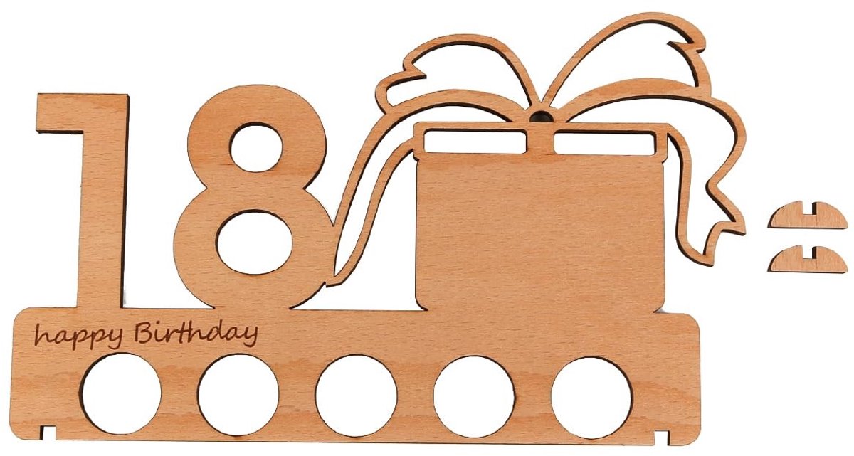 Dailygoods - Houten Geld Cadeau voor 18e Verjaardag en Jubileum