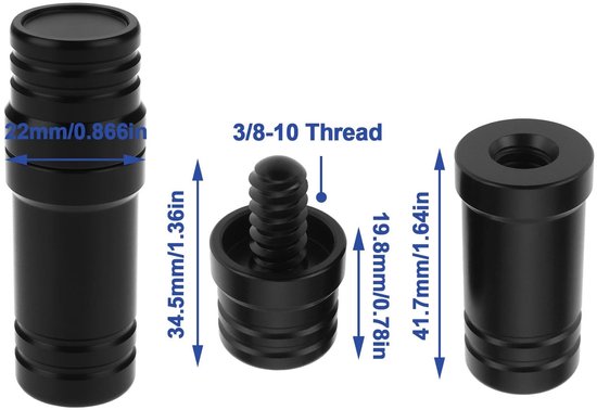 Set van 2 Billiard Cue Seal Protectors - Reserveonderdeel 3/8 x 10 - Billiard Cue Accessoires - Zwart van Merkloos — afbeelding 4