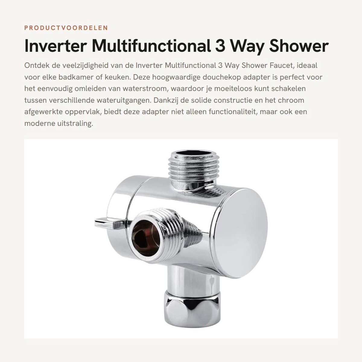 Dailygoods - Inverter Multifunctional 3 Way Shower Faucet - Douchekop Adapter - Compact en Duurzaam - G1/2 inch Aansluiting - Geschikt voor Badkamer e...