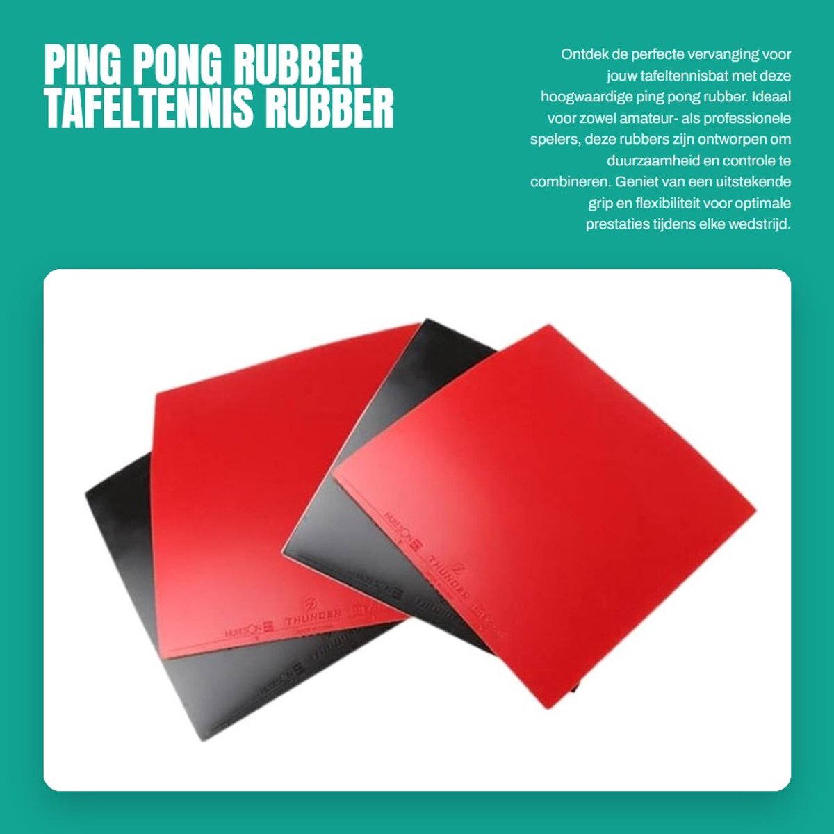 Dailygoods- Ping Pong Rubber - 4 Stuks - Tafeltennis Rubber - Vervangingsrubbers - Snelle Aanval - Hoogwaardig Materiaal - Dikte 2.2 - Tafeltennisrubber
