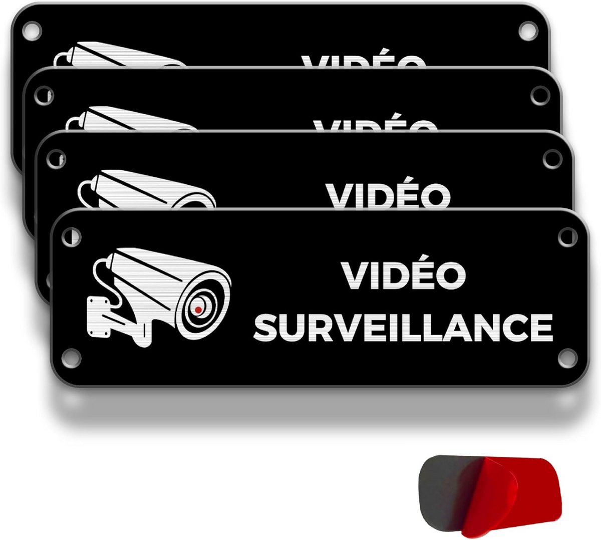 Bewakingsborden - Alarm Stickers - Veiligheid Vergroten - Weerbestendig Aluminium - 15x5 cm - Zilver Zwart