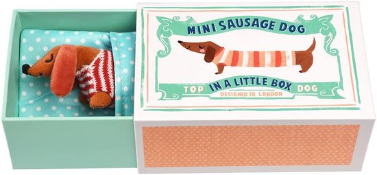 Mini Worst Hond - Knuffel Teckel - Cadeau Idee - Met Illustratie Doos - 135 cm - Meerkleurig — afbeelding 4