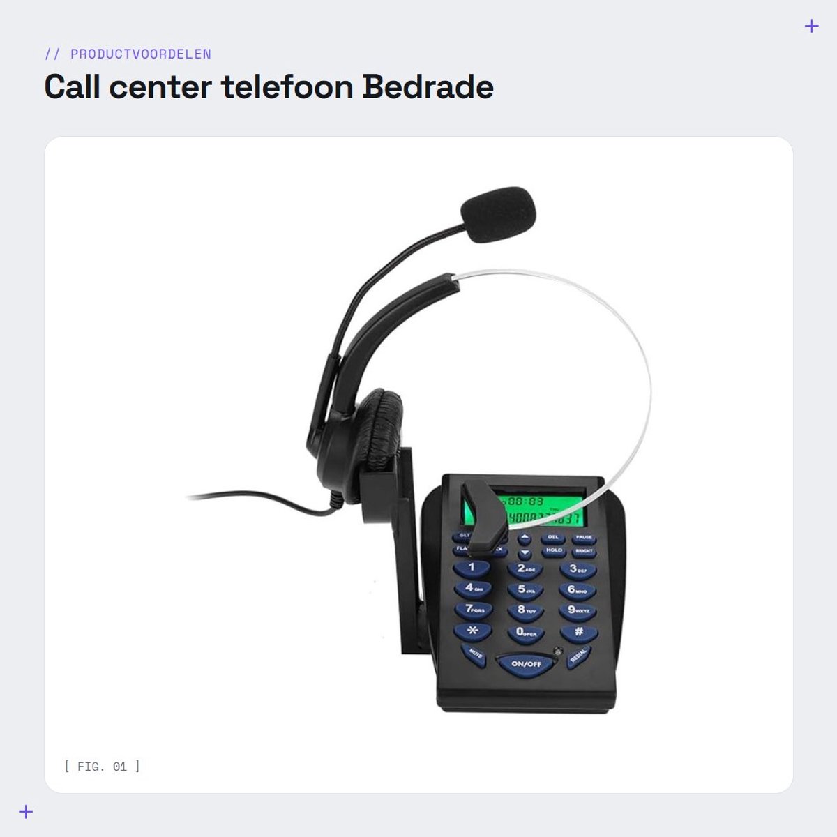 Dailygoods- Callcentertelefoon met multifunctionele kiestoetsen - Verkeerstelefoon - Hoofdtelefoonhouder - Instelbaar volume - ABS materiaal - Compact ontwerp