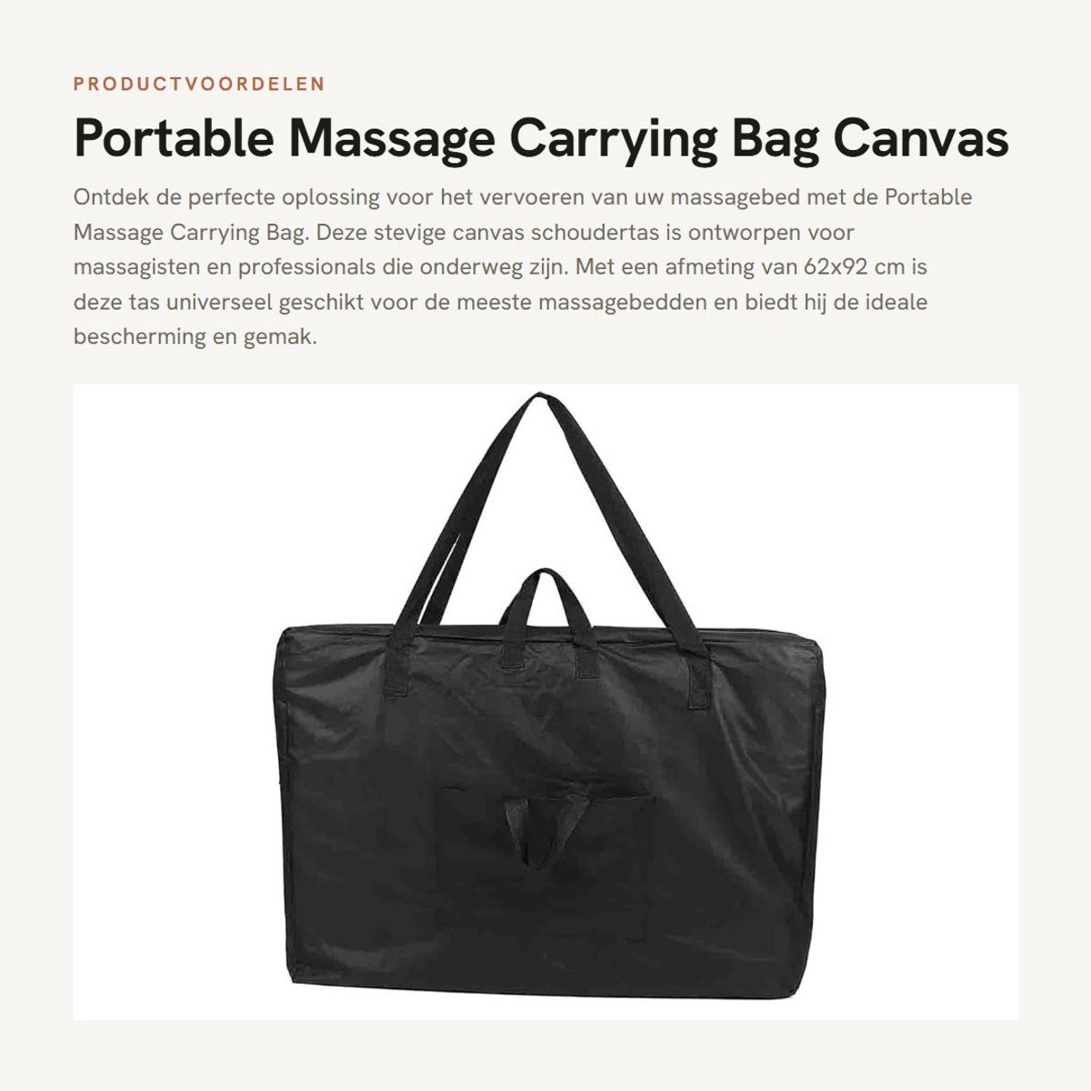 Dailygoods- Massage Tas Draagbaar - Universele Schoudertas - Canvas - Accessoire voor Massage Tafels - Ruimtebesparend - Stevig Materiaal - Massagebed Tas