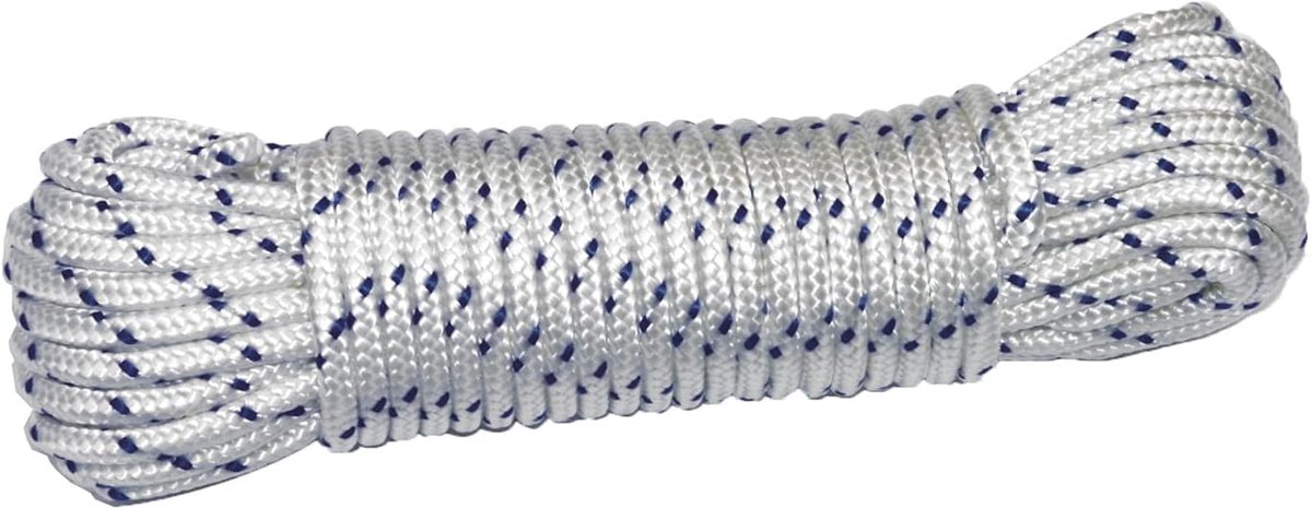 Robuust Gevlochten Nylon Touw Wit Blauw Multifunctioneel Koord voor Nautisch, Vissen of Bouw