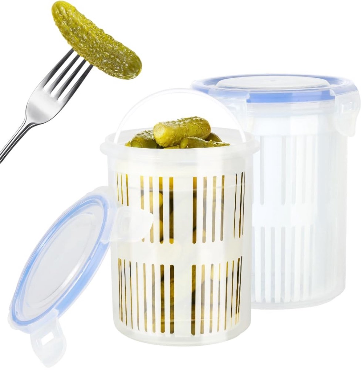 Dailygoods- Weckpot met klikopeningsmechanisme - 2 stuks - Lekvrij - Luchtdicht deksel - Vaatwasmachinebestendig - Geschikt voor kinderen en ouderen - Opbergpot