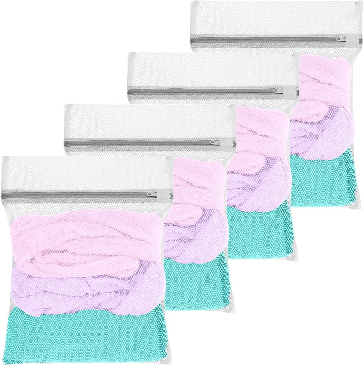 4 Stuks Kleine Mesh Waszakken met Rits, Duurzaam Herbruikbaar Net voor Wasmachine, Ideaal voor Delicate Was zoals Hemden, Ondergoed en Sokken - 30 X 40 cm