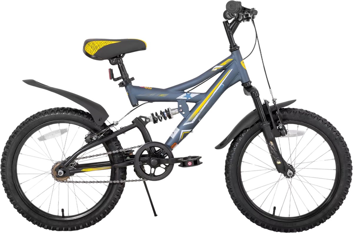 Happiq Kinderfiets – Voor kinderen 5-13 jaar – Mountainbike dubbele vering – 51 cm blauw