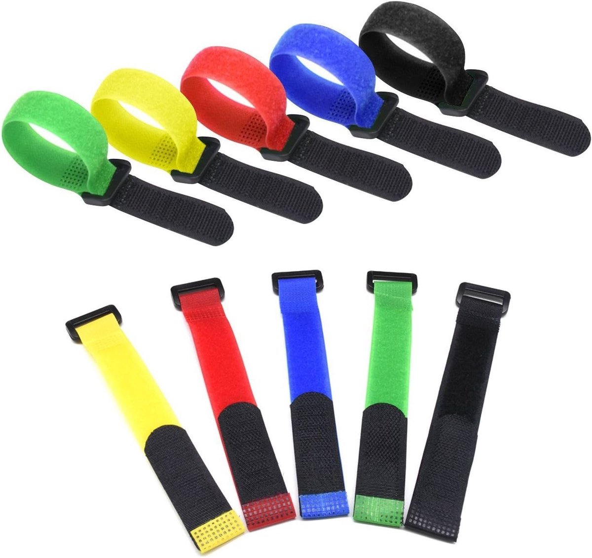 Set van 10 herbruikbare spanbanden, verstelbare bevestigingsriemen voor het veilig vastzetten van items, duurzame nylon straps