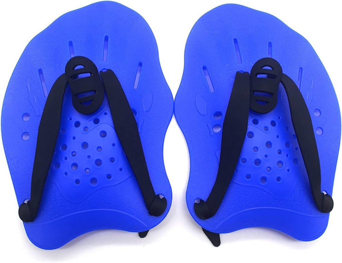 1 Paar Zwem Peddels voor Training - Lichtgewicht en Makkelijk Afneembare Zwemhulpmiddelen voor Volwassenen en Kinderen - Blauw, Verbeter je Zwemtechniek en Kracht