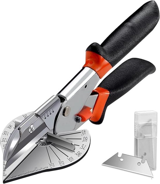 Professionele Plintenschaar - 45-135 graden Verstelbare Verstekknipper - Multi-hoek verstekschaar - Plintentang - Laminaatknipper - Incl 2 mesjes - voor het knippen van zacht hout, kunststof, pvc en andere
