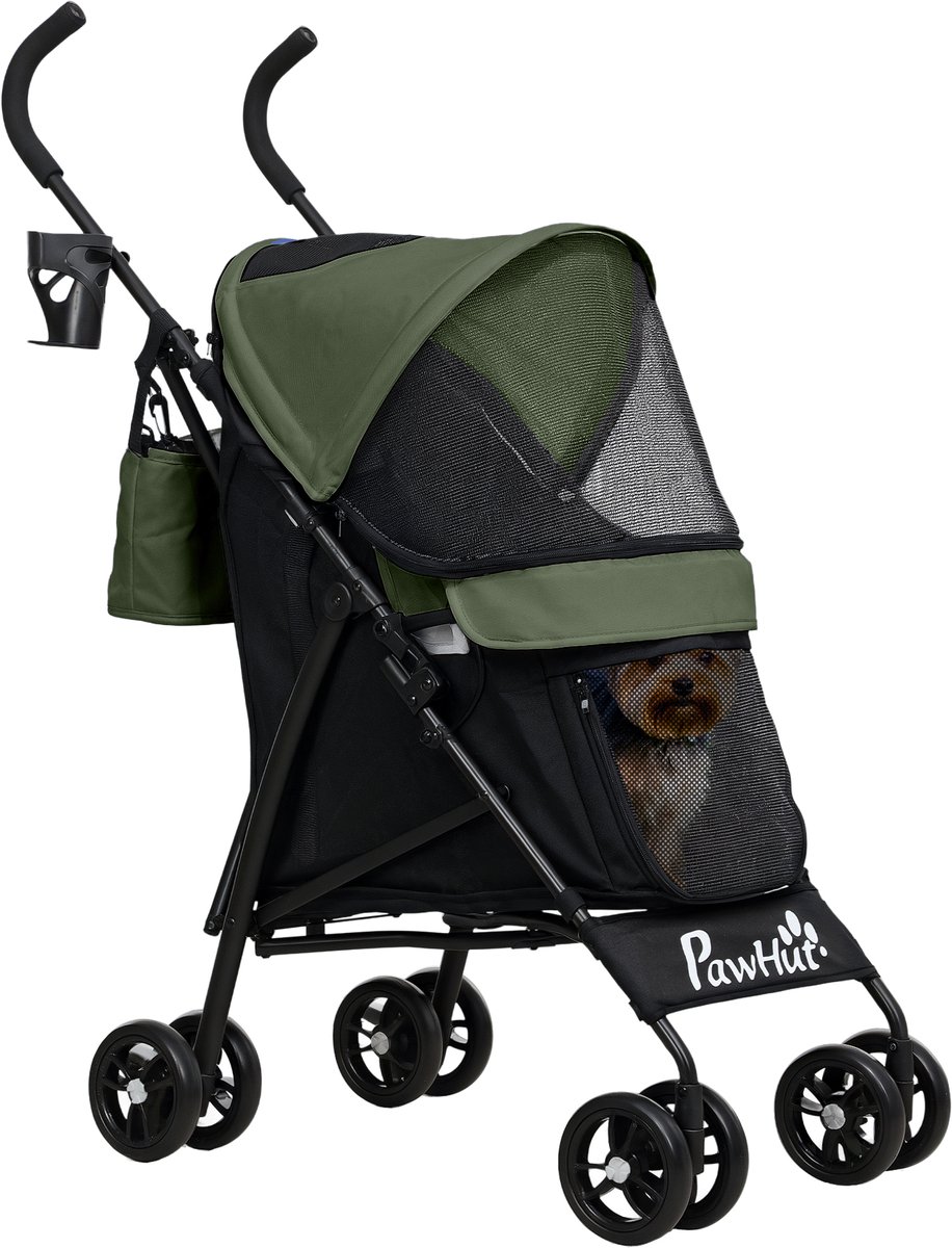 Hondenbuggy Inklapbaar - Pet stroller - Huisdieren wandelwagen–Donkergroen