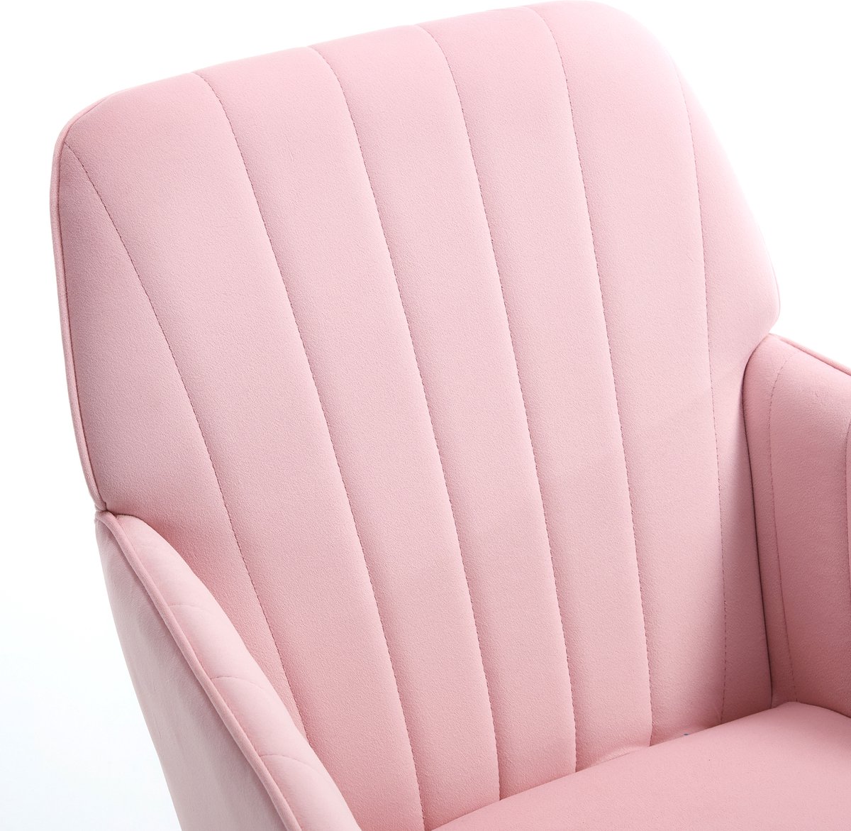FloraGrace Bureaustoel - Ergonomisch en In Hoogte Verstelbaar - Fluweel - Roze - Draaibaar Voor Thuiswerk en Slaapkamer thumbnail 6