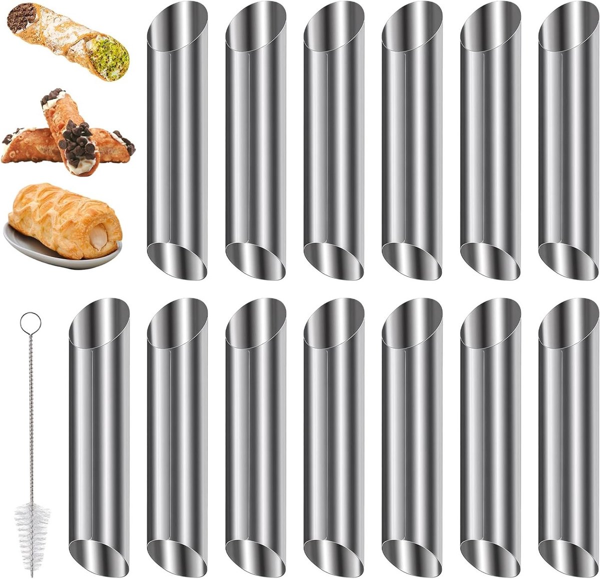 12 Stuks RVS Cannoli Bakvormen, Ideaal voor het Maken van Romige Cannoli en Taartjes