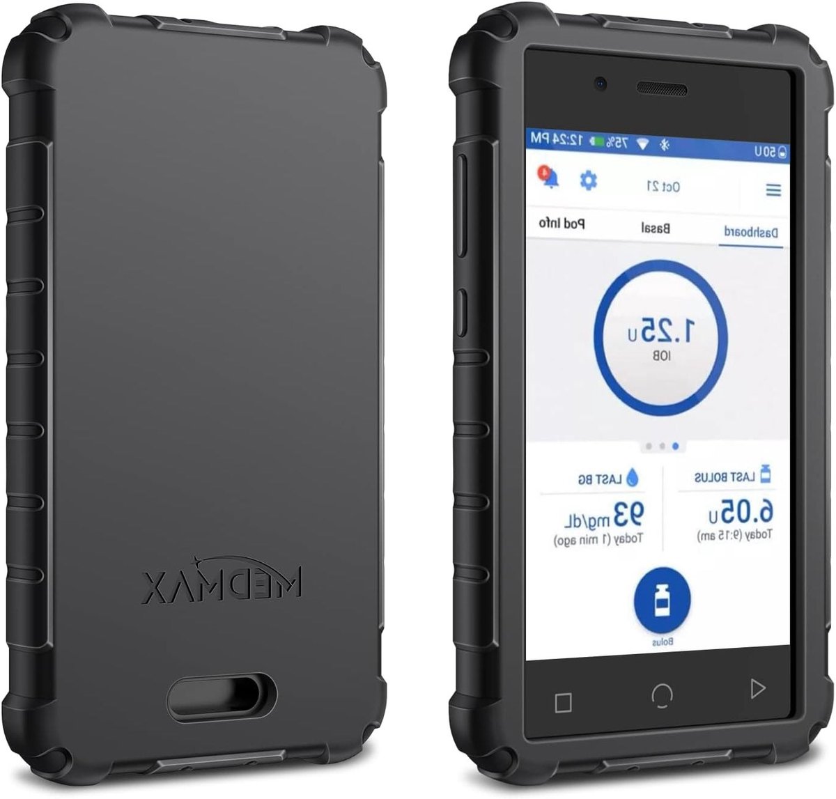 Lichte en Schokbestendige Silicone Beschermhoes voor Personal Diabetes Manager, Geschikt voor Omnipod Dash, Met Verhoogde Randen en Antislip Ontwerp (Zwart)