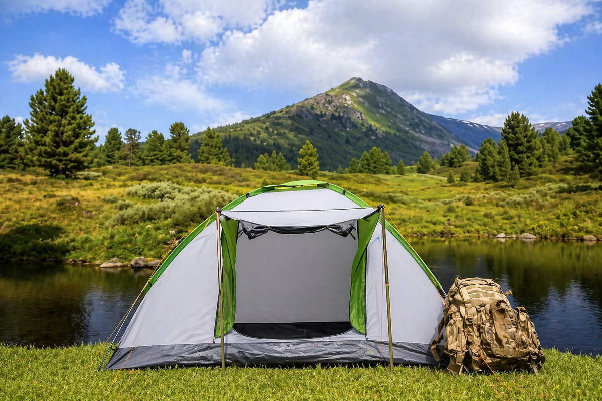 4-Persoons Camping Tent Montana – Waterdicht 5000mm met Luifel & Muskietennet – Lichtgewicht Koepeltent – familie tent – Inclusief Draagtas – 200 x 200 x 110 cm – 50078 – foto 3