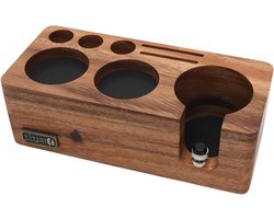 Espresso Tamper Station van 54 mm van massief walnotenhout, Barista Accessoires voor Koffie, Drukbasis en Koffiescheider, Perfect voor Thuisgebruik en Professionele Barista's