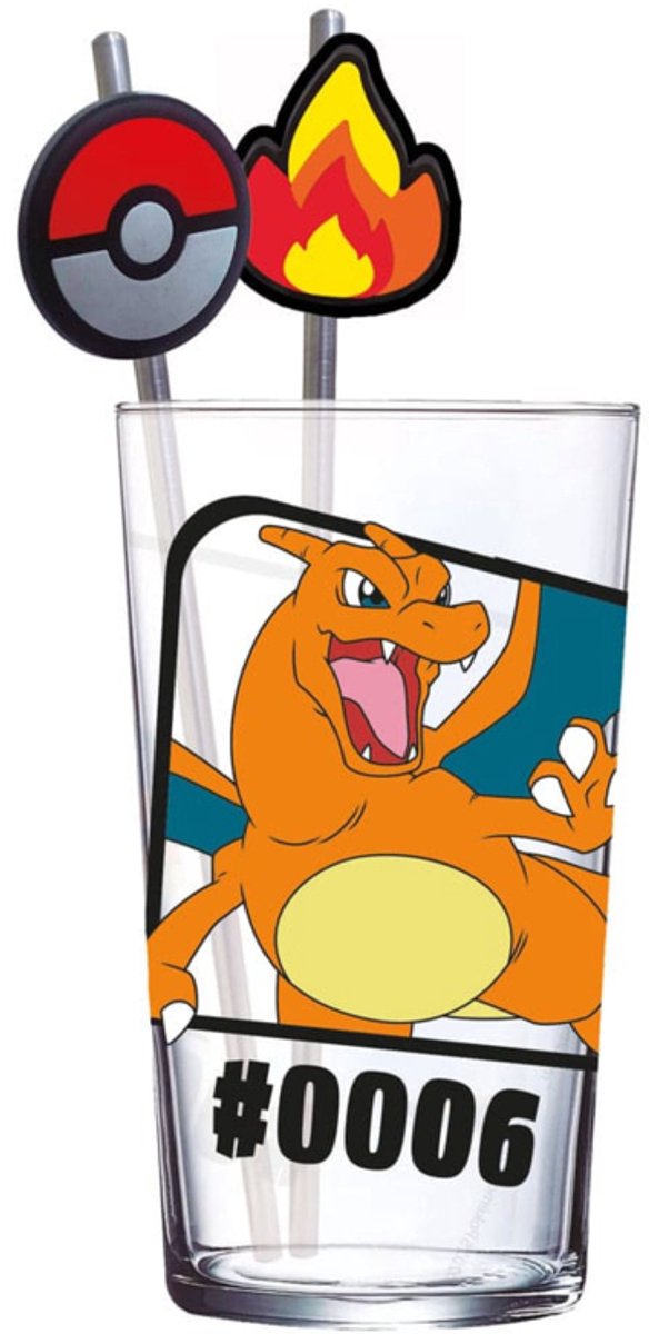 Pokémon Glass Tumbler with Straws Charizard 480 ml