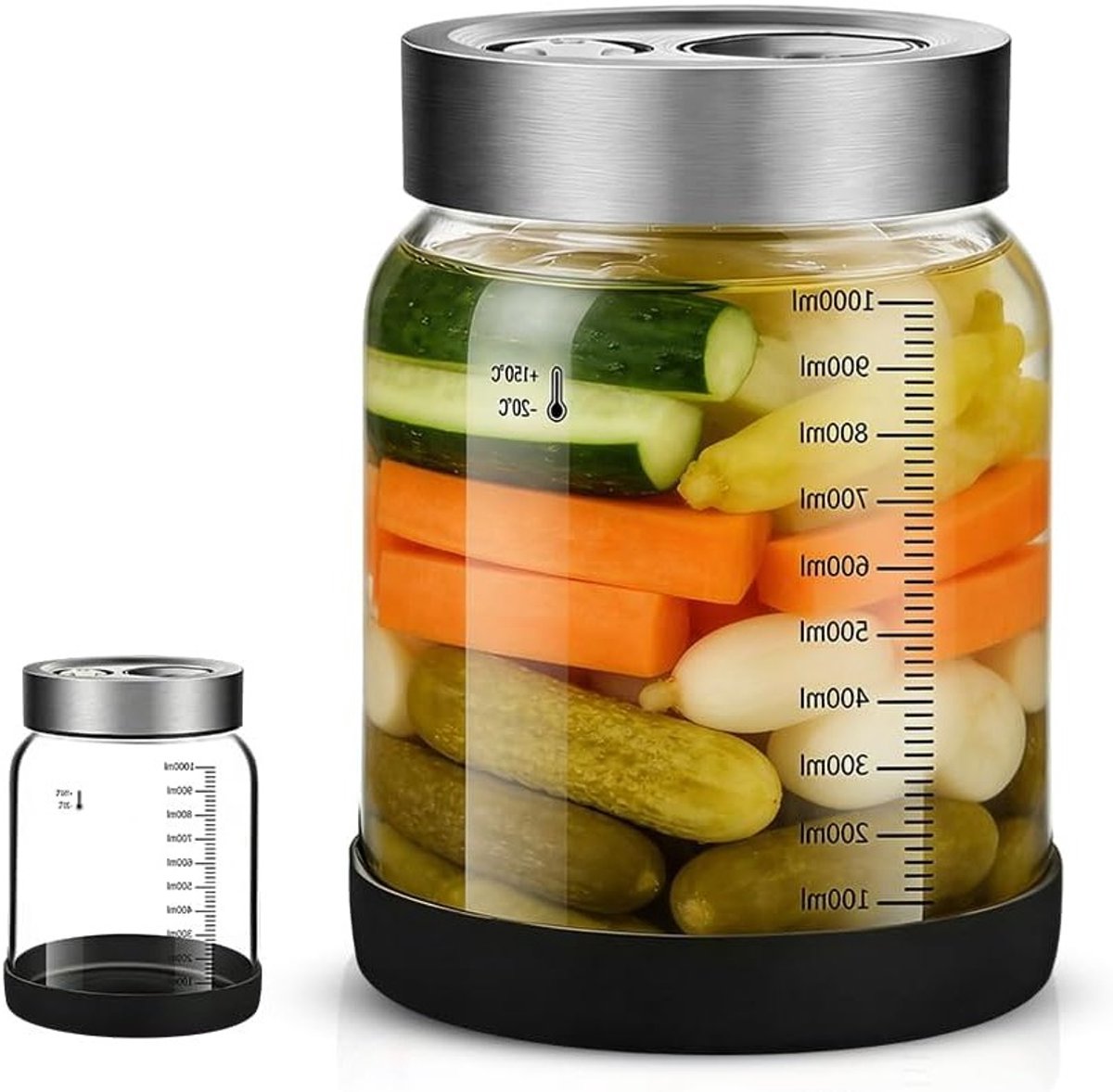 Fermentatieglas met deksel en ventiel, ideaal voor het maken van kefir, kimchi en zuurkool