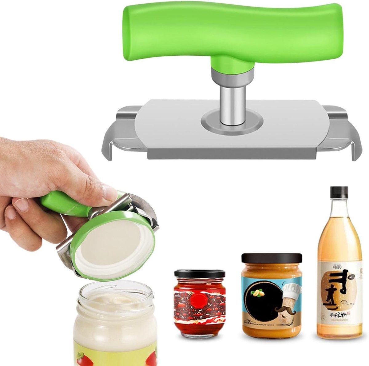 Handmatige Flessenopener voor Senioren en Mensen met Zwakke Handen, Eenvoudig te Gebruiken, Ideaal voor Potten en Flessen met Draaidop
