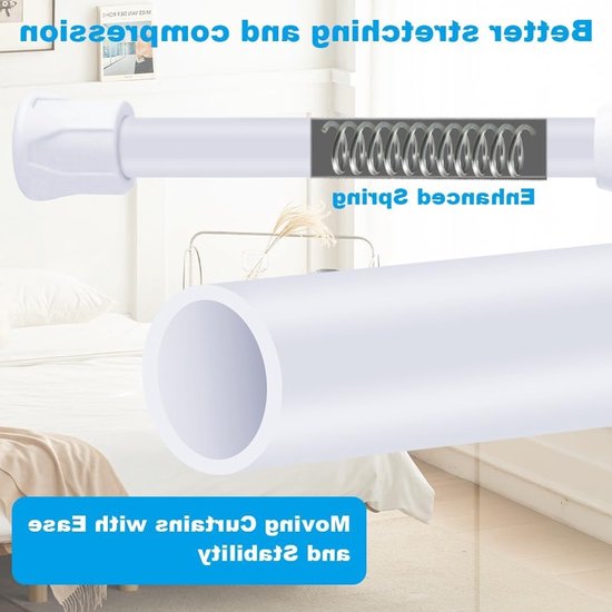 6 Stuks Telescopische Klemstangen - Uittrekbare Spanklemstangen voor Gordijnen, Boekenplanken en DIY Planken - Wit, 40-70 cm, Eenvoudige Installatie zonder Boren van Merkloos	 — afbeelding 3