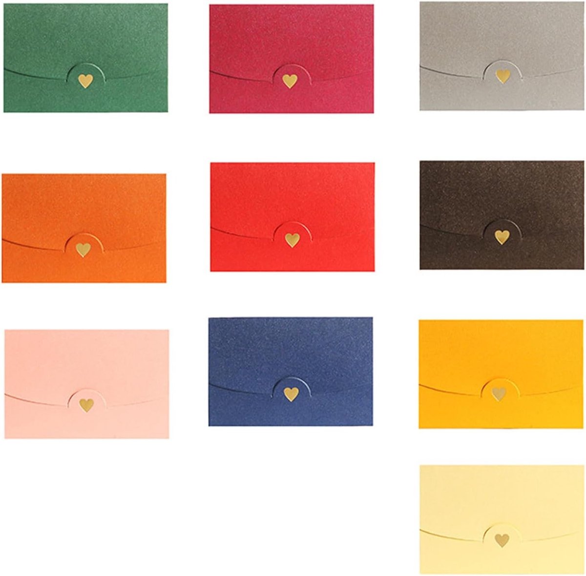 Set van 10 Mini Enveloppen met Hartsluiting voor DIY Cadeaukaarten - Perfect voor Kerst, Valentijn en Verjaardagsfeesten
