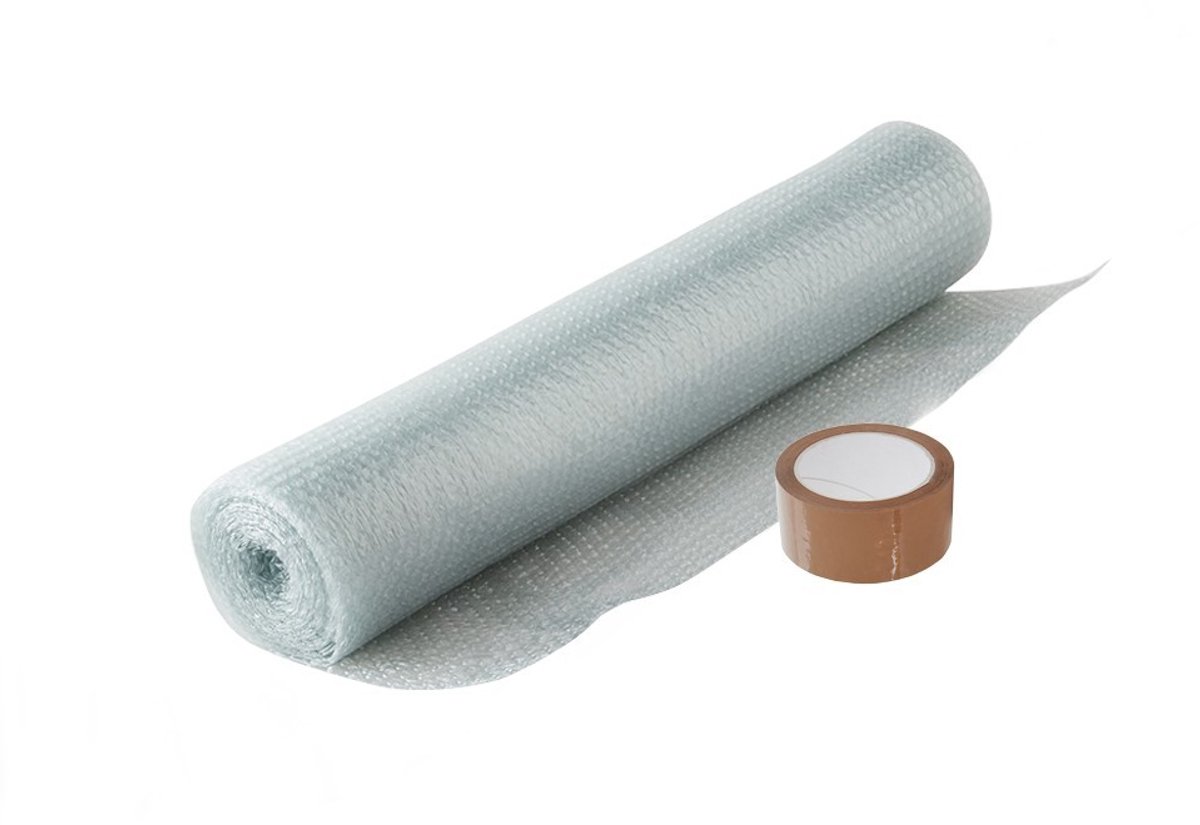 Pack And Move - Gerecyclede Noppenfolie - 0,5 x 5 M - Verhuizing, Verzending En Bescherming - Kwaliteitsfolie + 1 Tape - 70% gerecycled