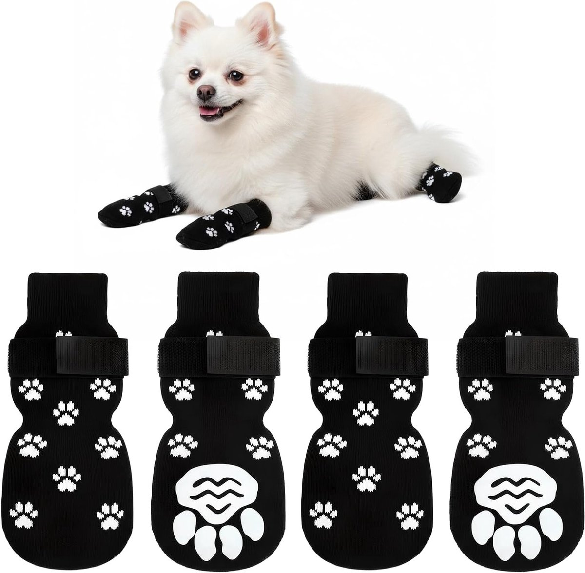 Honden Sokken - Antislip Dubbelzijdige Binnen Slippers voor Honden, Pootbescherming en Wondbescherming met Verstelbare Sluiting, Ideaal voor Binnengebruik