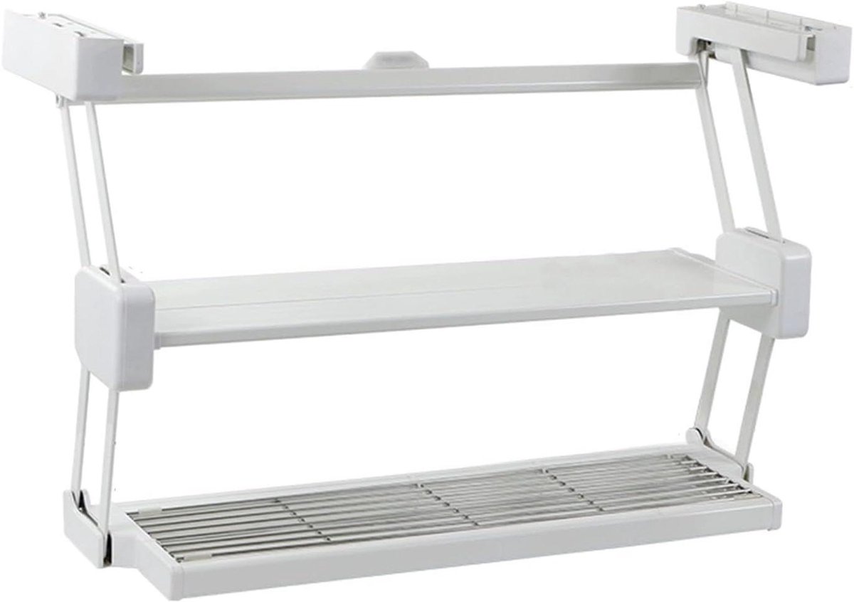 Uittrekbare Plank - Kast Organizer - Keuken Opbergen - Dubbele Laag - 41x21x44 cm - Wit