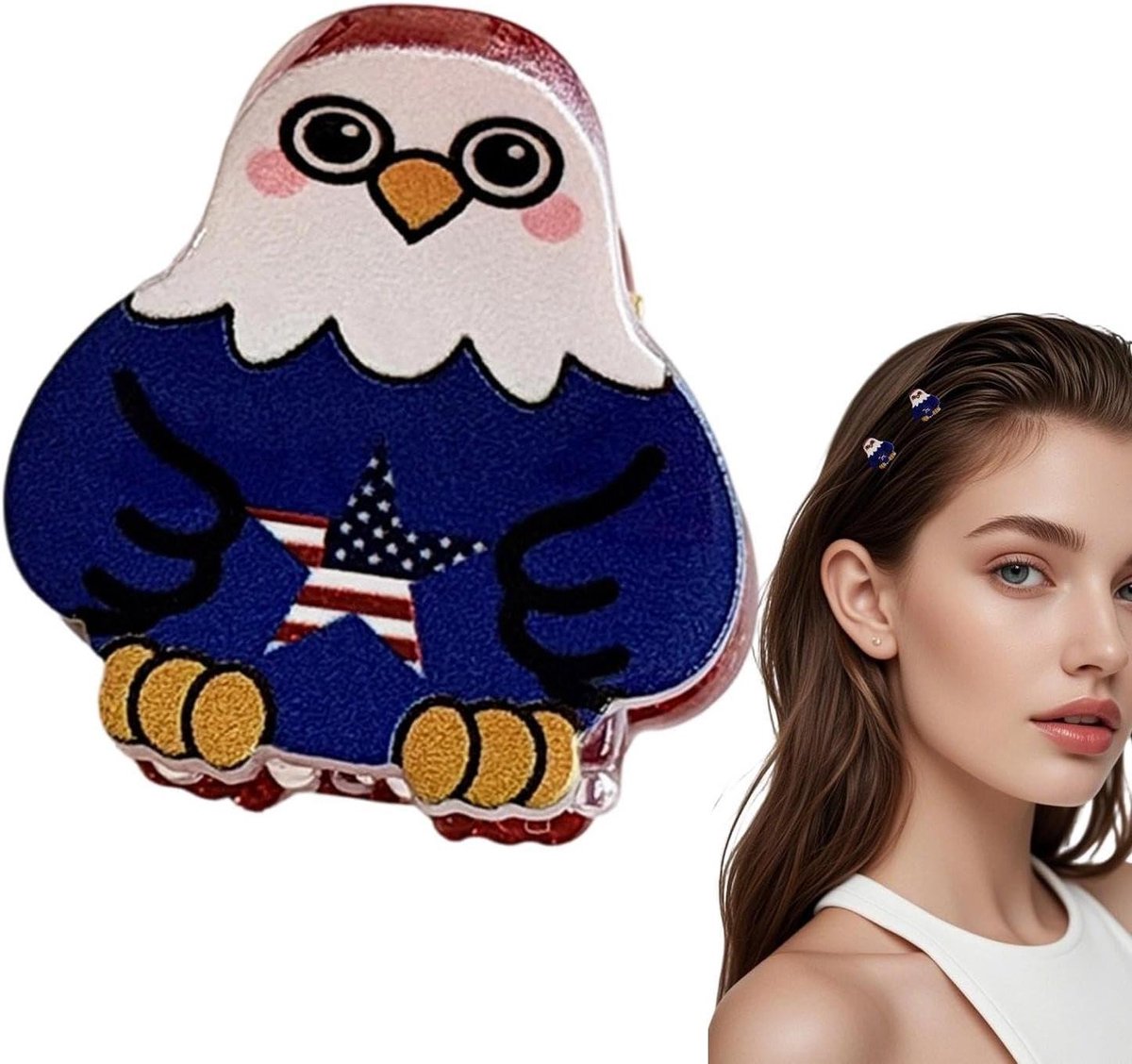 Haarklauw - Haarspeld hoofdtooi - Feestelijke styling - Antislip grip - 1 cm - Rood wit blauw