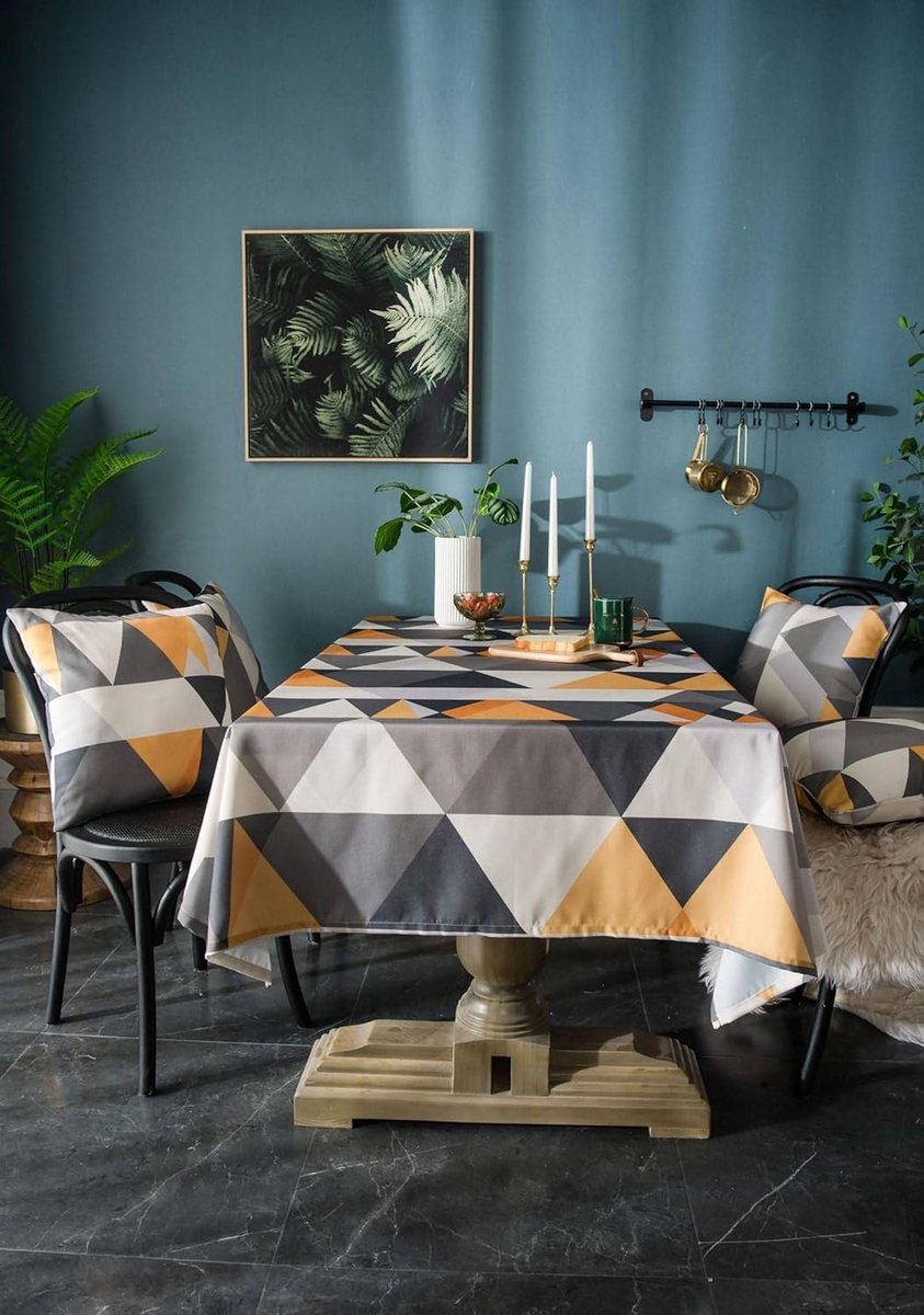 Tafelkleed Kinderen - Geometrisch Patroon - Thema Feest - Waterafstotend - 100x140cm - Geel