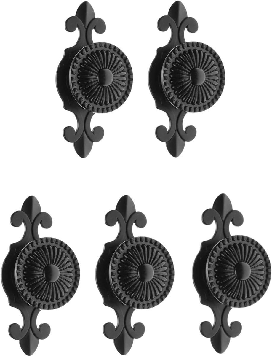 Ladeknoppen Set - Antieke Handgrepen Zinklegering - 5 Stuks - Corrosiebestendig Design - Voor Keukenkast En Kledingkast - Zwart