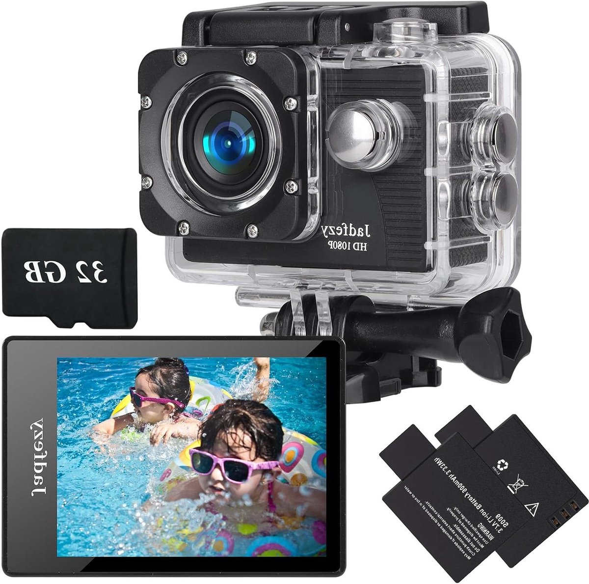 Actie Camera - Onderwater Camera - Avontuur Vastleggen - Incl. 32GB Kaart - 30M Waterdicht - Zwart