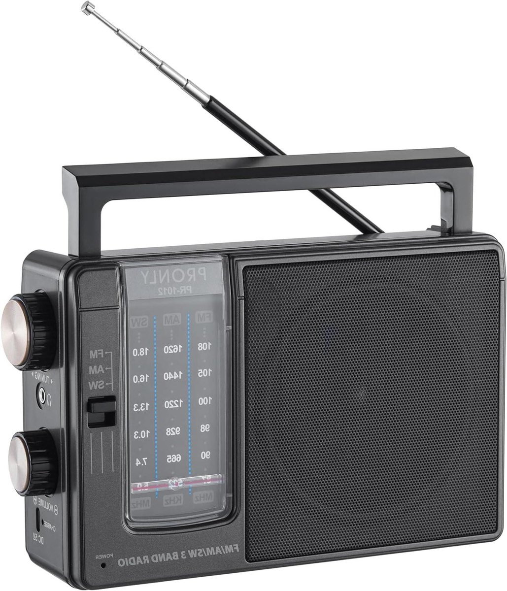 Draagbare Radio - AM FM Radio - Dagelijks Luisteren - Oplaadbaar met Back-up - 800 mAh Batterij - Zwart