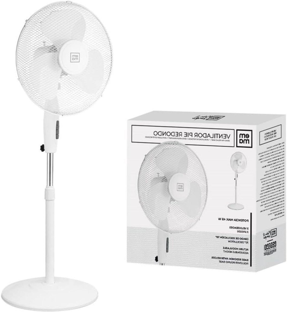 Staande Ventilator - Vloer Ventilator - Zomerse Koelte - Stille Werking - Verstelbaar 135cm - Wit