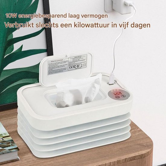 Baby Doekjes Warmer - Draagbare Verwarmer - Comfortabel Op Reis - Snelle USB Verwarming - 20 x 12 cm - Wit — afbeelding 5