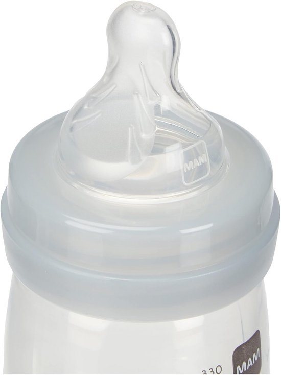 MAM Flesje met fopspeen, bedrukt, 330 ml, grijs van MAM — afbeelding 2