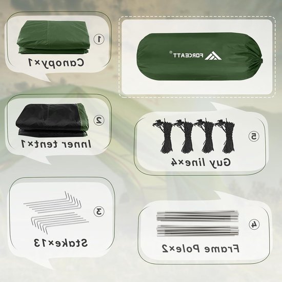 Tent voor 2 personen, waterdicht, 3-4 seizoenen, ultralichte tent met kleine pakmaat, direct neerzetten voor trekking, outdoor, festival. van Merkloos — afbeelding 5
