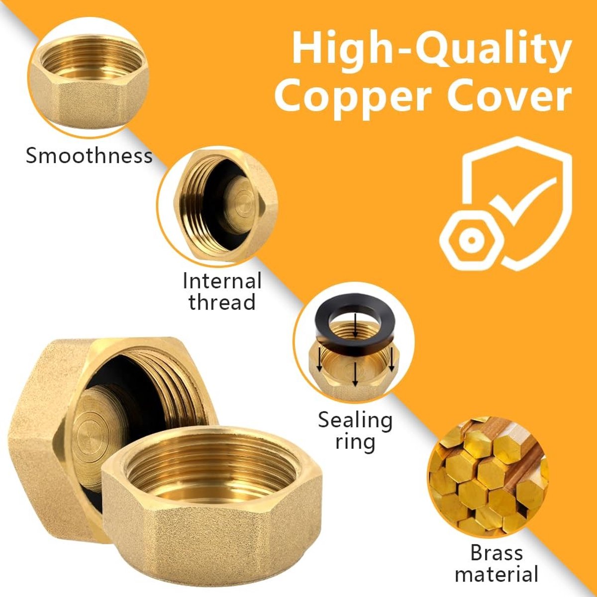 SPHProducts - Messing Blanking Caps - Radiator Stopplug - Inclusief O-ringen - G3/4 Inch - Hoge kwaliteit - Geschikt voor verwarming - Duurzaam
