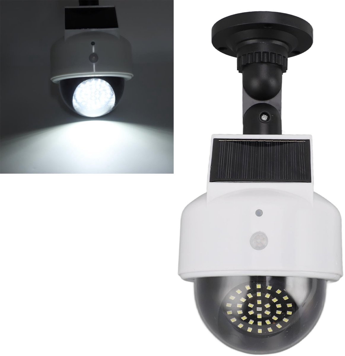aladdien - Solar Dummy Fake Camera - Beveiliging - Schrik Criminelen Af - Buiten - Zonne-energie - Effectieve Bescherming - Garage