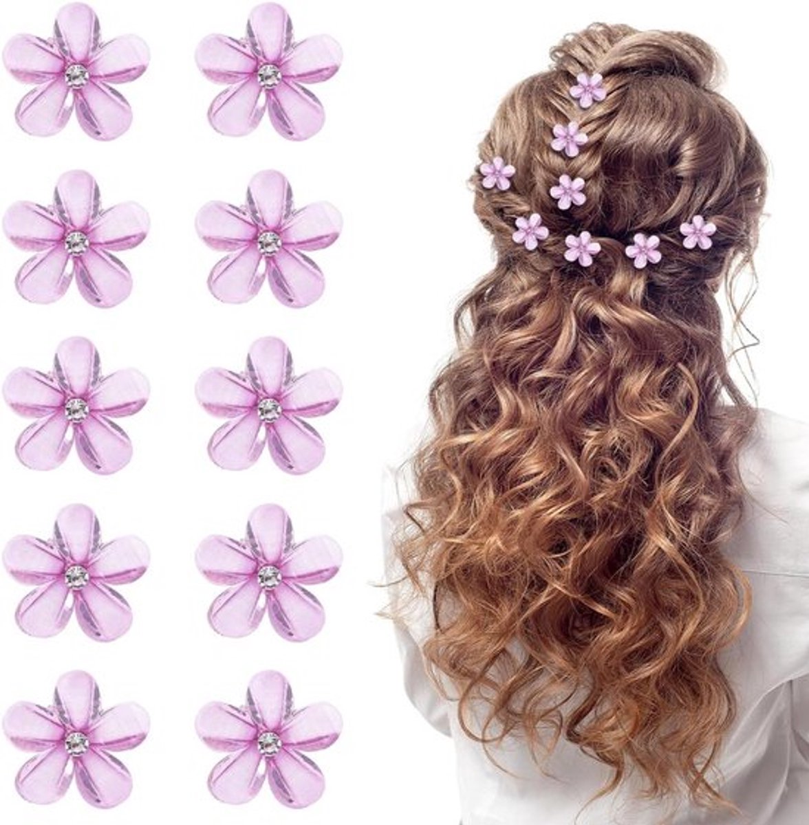 Haarclips - Bloem - Mini - Paars - Meisjes - Vrouwen - Feest - Bruiloft - Accessoires - Stuks