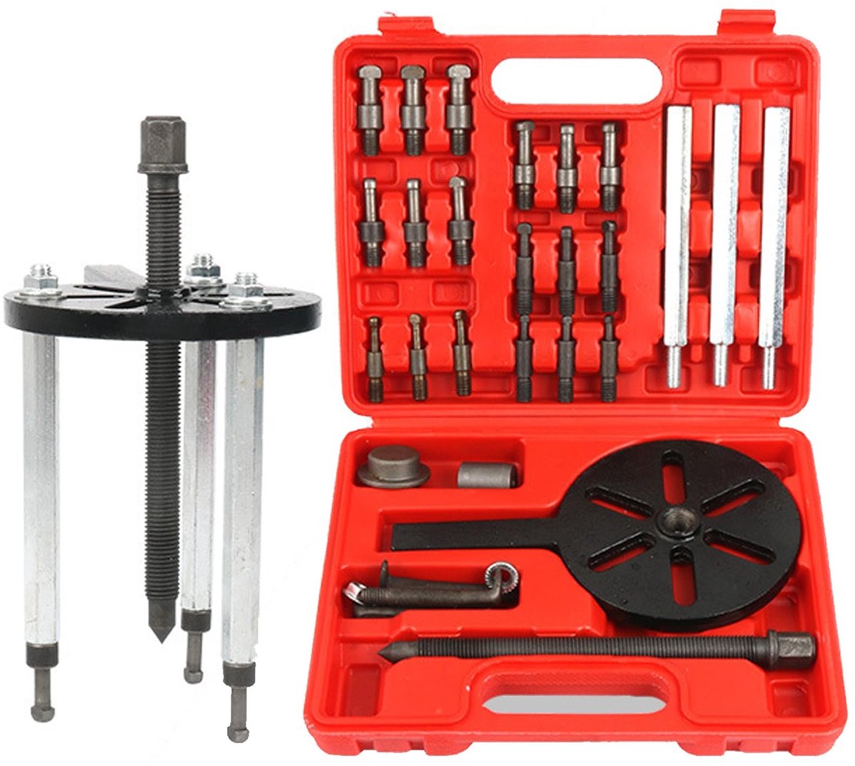 ONF3 - Wiellagerverwijderingsset - 21-in-1 lagertrekker set - Hoogwaardig en duurzaam - Zwart en zilver - Lagertrekkers en gereedschap - Geschik...