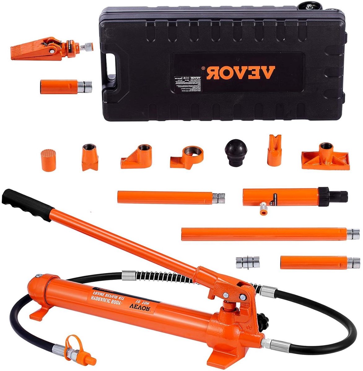 Hydraulische pomp - Werkplaats set - Auto reparaties - 10 Ton capaciteit - 135 mm slag - Oranje