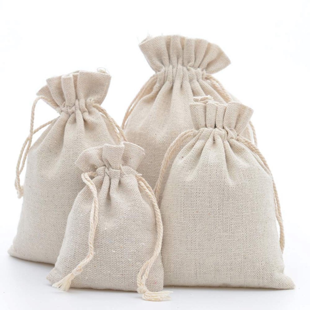 aladdien - Katoenen Zakjes met Koord - Linnen Zakjes - Comfortabele Draagbaarheid - Cadeauzakjes - Ideaal voor Sieraden - Geschikt voor Diverse Toep..
