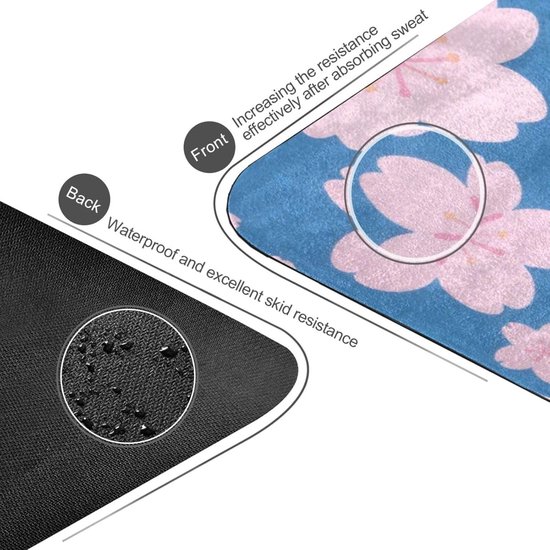 Yogamat - Pilates oefenmat - Thuis sporten - Antislip natuurrubber - 180x66 cm - Roze Blauw van Yogamat — afbeelding 3