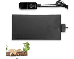 Warmtemat Reptielen - Terrarium Verwarming - Temperatuur Regeling - Instelbare Thermostaat - 5W-220W - Zwart